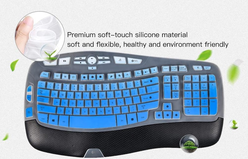 imComor Keyboard Cover for Logitech K350 MK550 MK570 Keyboard Cover Skin for Logitech K350 MK550 MK570 Wireless Keyboards Covers Skin Protector Accessories, Ombre Blue - Image 4